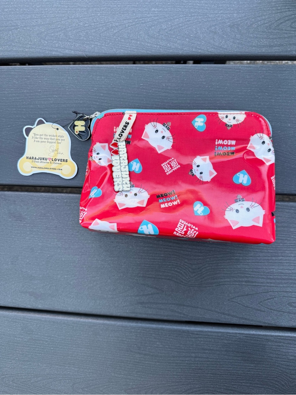 Harajuku Lovers Red Cat Print Cosmetic Pouch